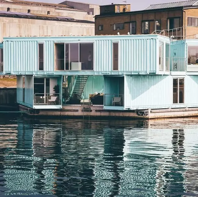 blue floating home