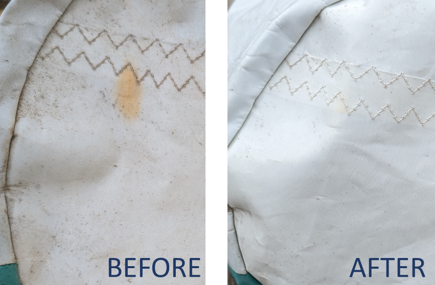 sail cleaning mildew stain before and after