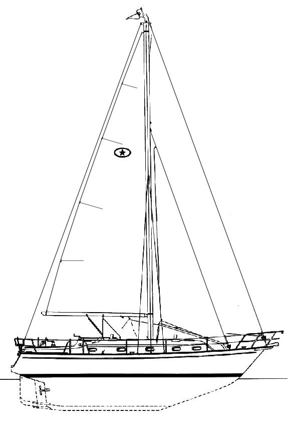 Drawing of Island Packet 380 sailboat
