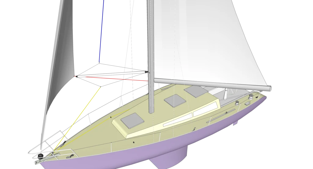 illustration of poled-out genoa and color coded lines