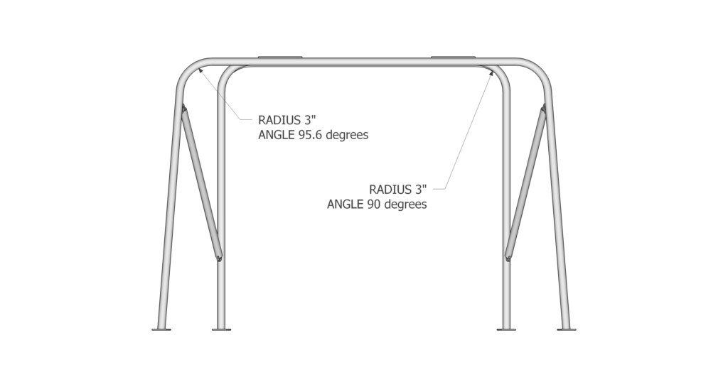 illustration of sailboat arch with text calling out radius angles